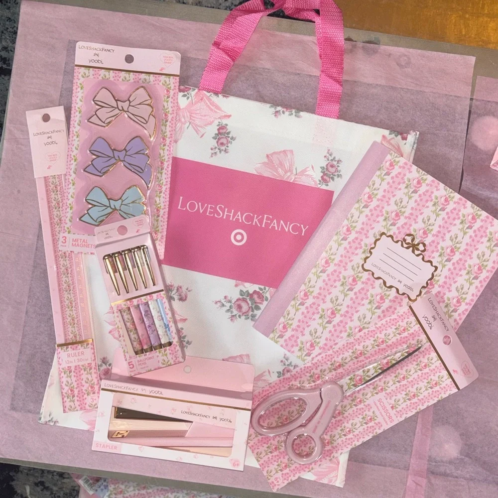 LoveShackFancy target office / school bundle , tote , scissors, notebook, pens
